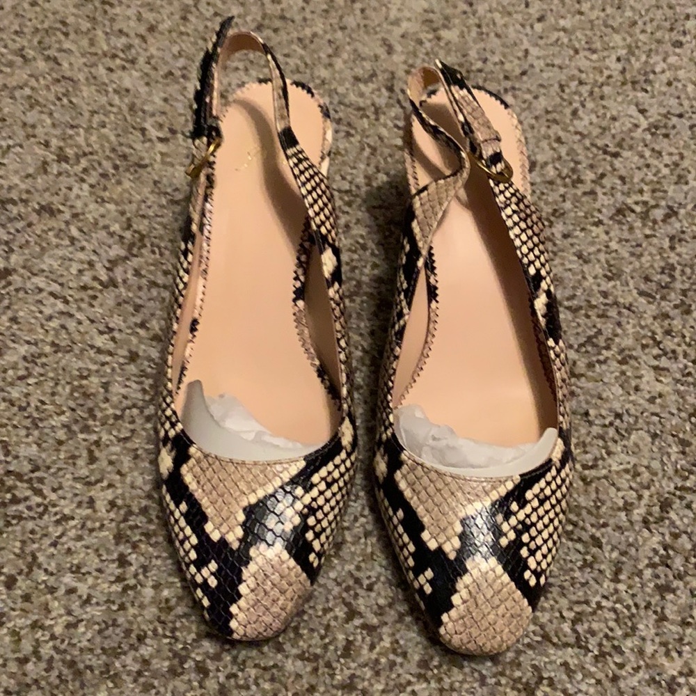J.Crew snake embossed leather sling back pump.